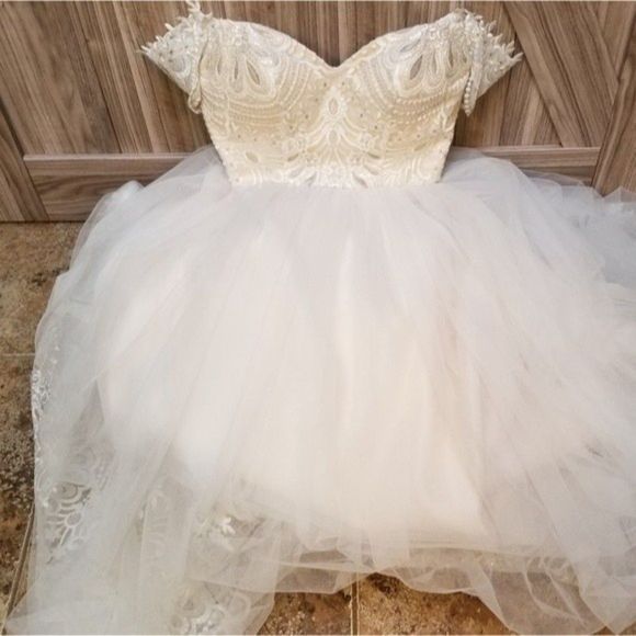 BHLDN Carrafina Full Tulle Ballgown White Wedding Dress Cathedral Veils - Picture 10 of 16